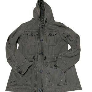 Levis LW5RC337 Green Garment Dyed Hooded Parka Quilted Jacket Women's Sz Large